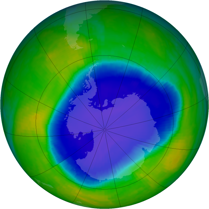 Antarctic ozone map for 14 November 1999